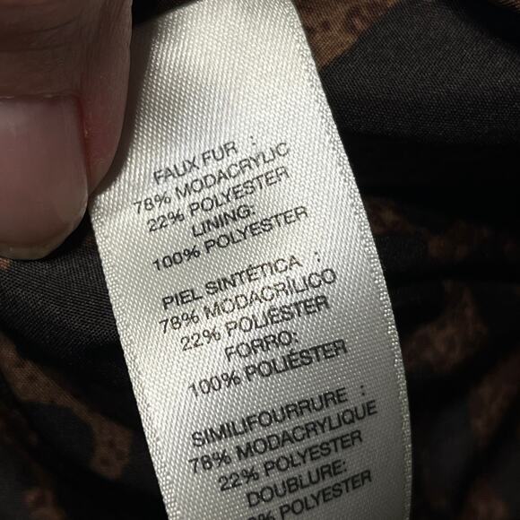 Chico's NWT Vest Acrylic Faux Fur Brown Open Front Animal Print Lined Winter 3 - Picture 5 of 8